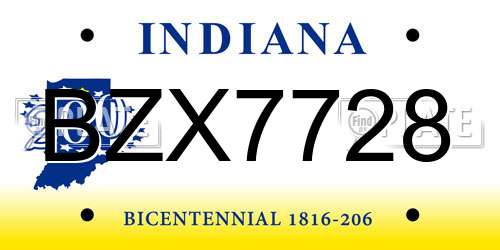 BZX7728 Indiana License Plate