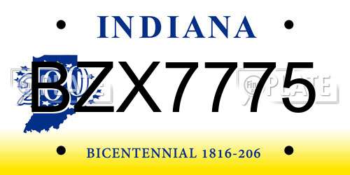BZX7775 Indiana License Plate