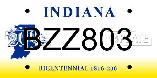 BZZ803 Indiana License Plate