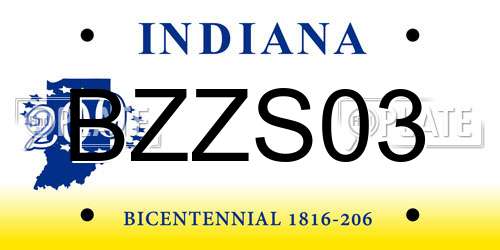BZZS03 Indiana License Plate