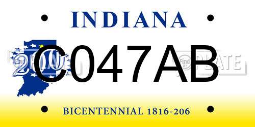 C047AB Indiana License Plate
