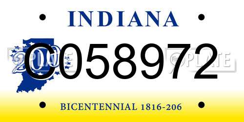 C058972 Indiana License Plate