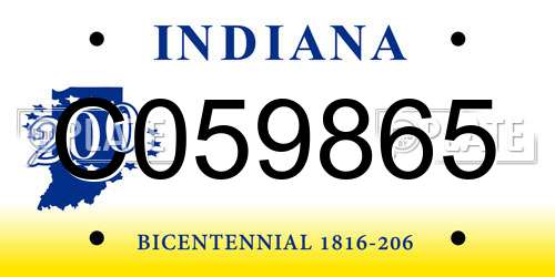 C059865 Indiana License Plate