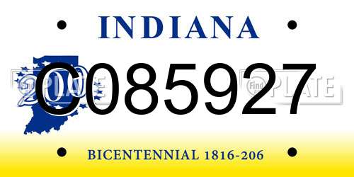 C085927 Indiana License Plate