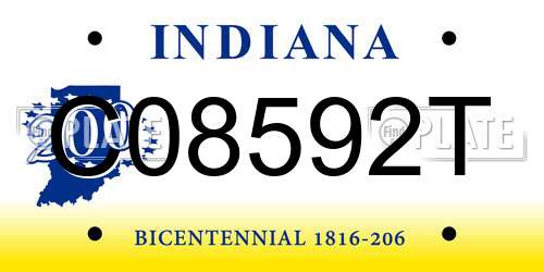 C08592T Indiana License Plate