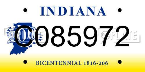 C085972 Indiana License Plate
