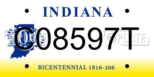 C08597T Indiana License Plate