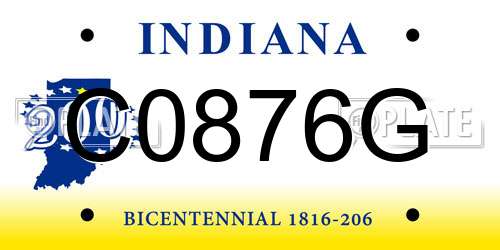 C0876G Indiana License Plate