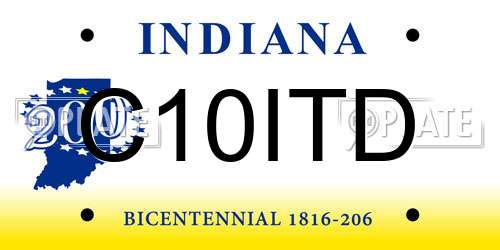 C10ITD Indiana License Plate