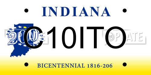 C10ITO Indiana License Plate
