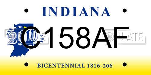 C158AF Indiana License Plate