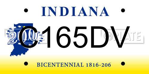 C165DV Indiana License Plate