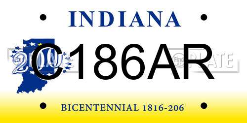 C186AR Indiana License Plate