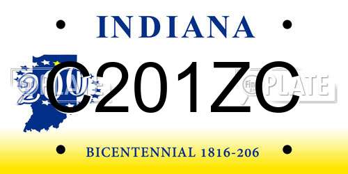 C201ZC Indiana License Plate