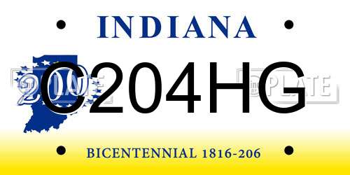 C204HG Indiana License Plate