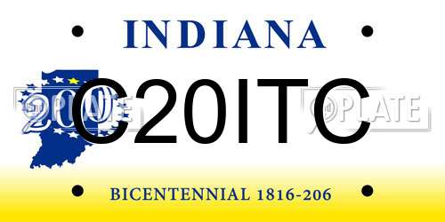 C20ITC Indiana License Plate