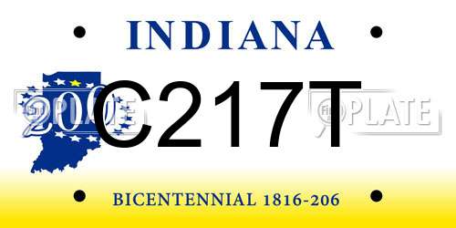 C217T Indiana License Plate