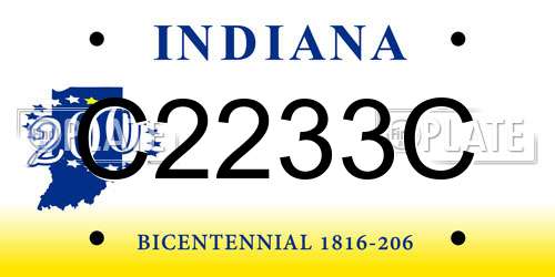 C2233C Indiana License Plate