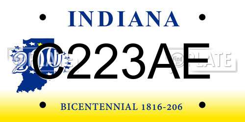 C223AE Indiana License Plate