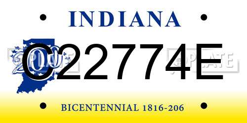 C22774E Indiana License Plate