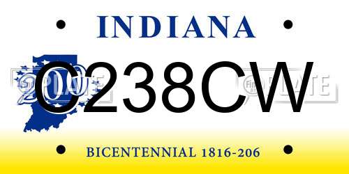 C238CW Indiana License Plate