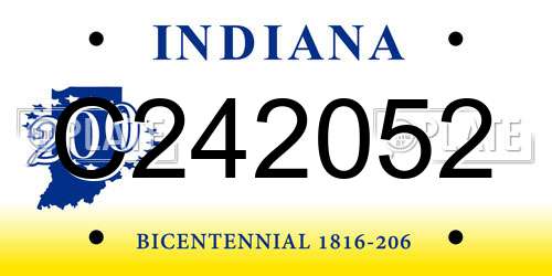 C242052 Indiana License Plate