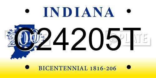 C24205T Indiana License Plate