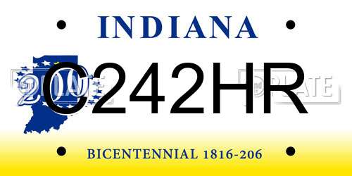 C242HR Indiana License Plate