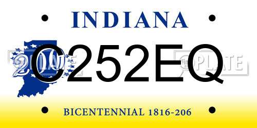 C252EQ Indiana License Plate