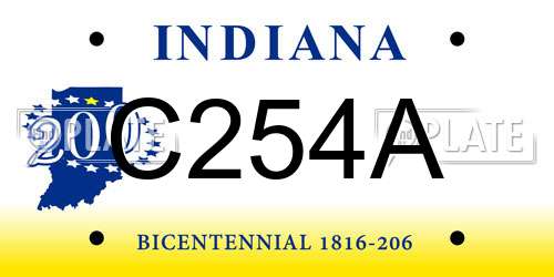 C254A Indiana License Plate