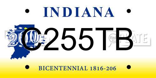 C255TB Indiana License Plate
