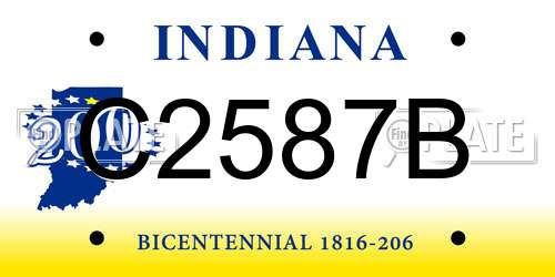 C2587B Indiana License Plate