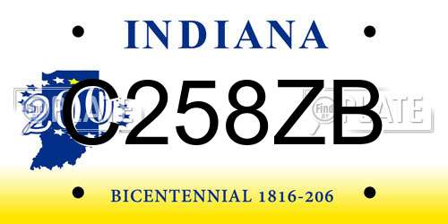C258ZB Indiana License Plate
