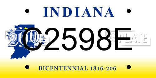 C2598E Indiana License Plate