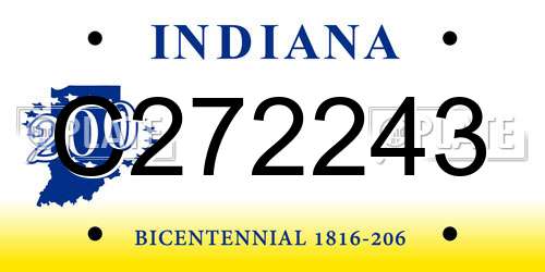 C272243 Indiana License Plate