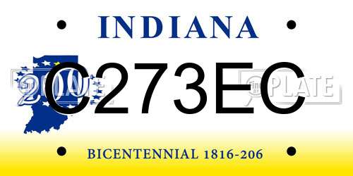 C273EC Indiana License Plate