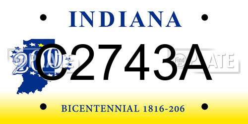 C2743A Indiana License Plate