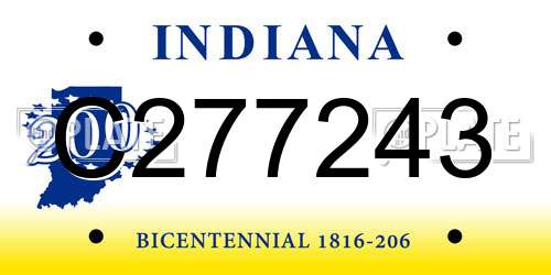 C277243 Indiana License Plate