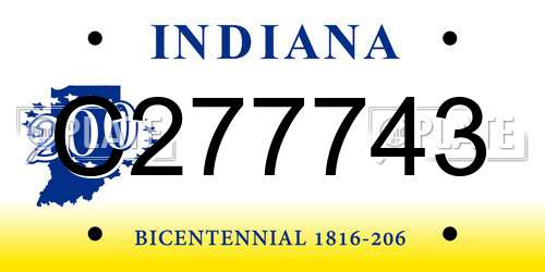 C277743 Indiana License Plate
