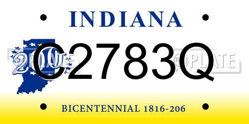 C2783Q Indiana License Plate
