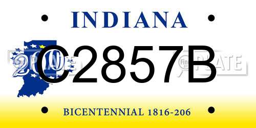 C2857B Indiana License Plate