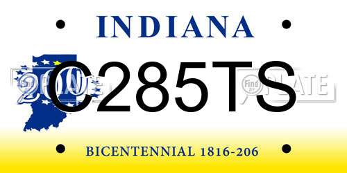 C285TS Indiana License Plate