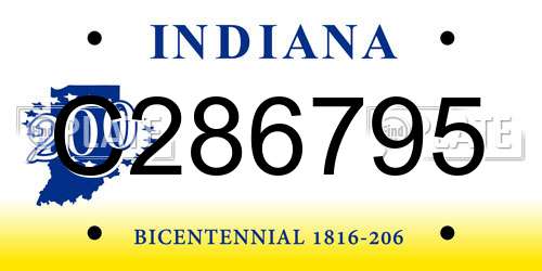 C286795 Indiana License Plate