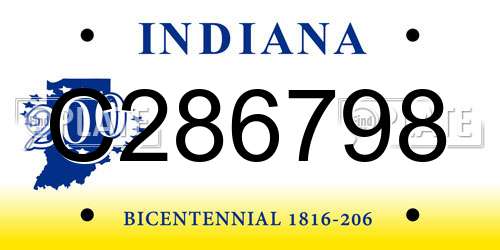 C286798 Indiana License Plate
