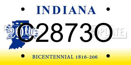 C2873O Indiana License Plate