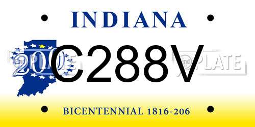 C288V Indiana License Plate