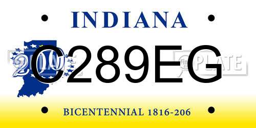 C289EG Indiana License Plate