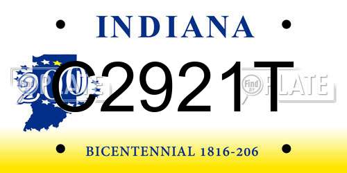 C2921T Indiana License Plate