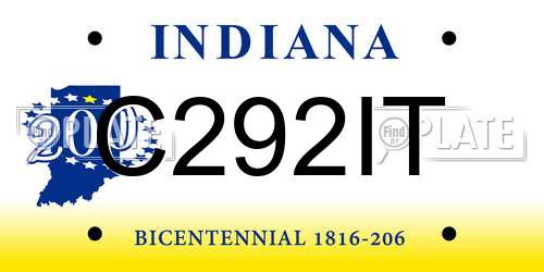 C292IT Indiana License Plate