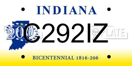C292IZ Indiana License Plate